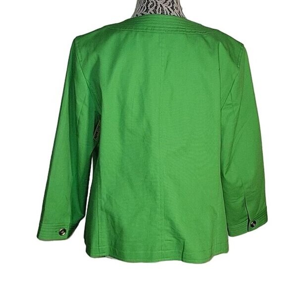 TALBOT's Lime Green Blazer Jacket Womens 3/4 Sleeve Button‎ Front Officecore 16 - Picture 3 of 6
